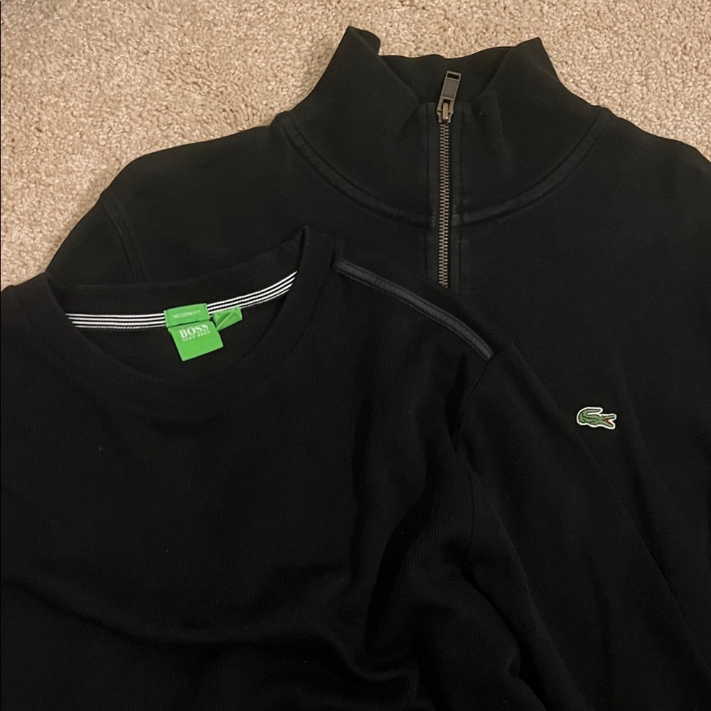 Men's Black Sweater Bundle: Lacoste & Hugo Boss